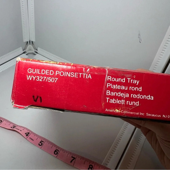 VTG Studio Nova Glass Guilded Poinsettia Round Tray Candy Dish - Picture 5 of 5